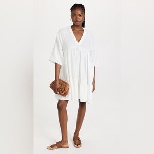 Olivaceous White Long Sleeve Flowy Dress